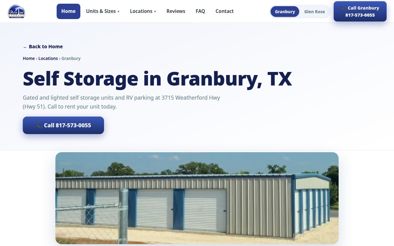 Palm Tree Storage website preview