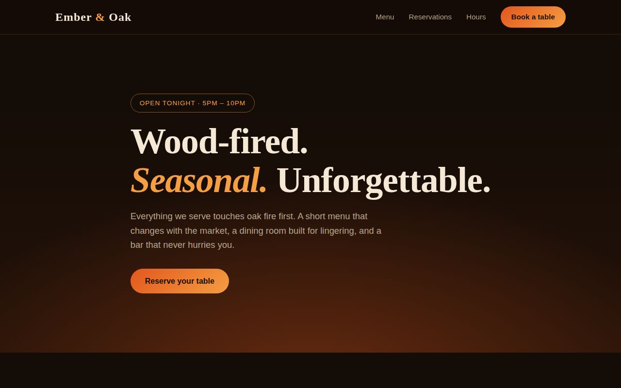 Restaurant template live preview
